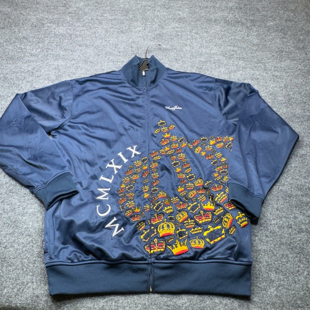 Vintage Sean John Track Jacket Mens Large Blue Crown Puff Diddy 1969 Y2K Hip Hop